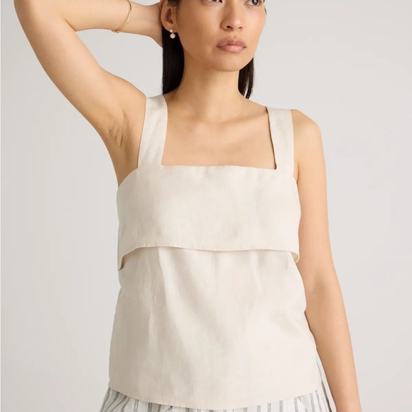 Quince 100% European Linen Square Neck Tank in “Sand” NWOT - Picture 3 of 5